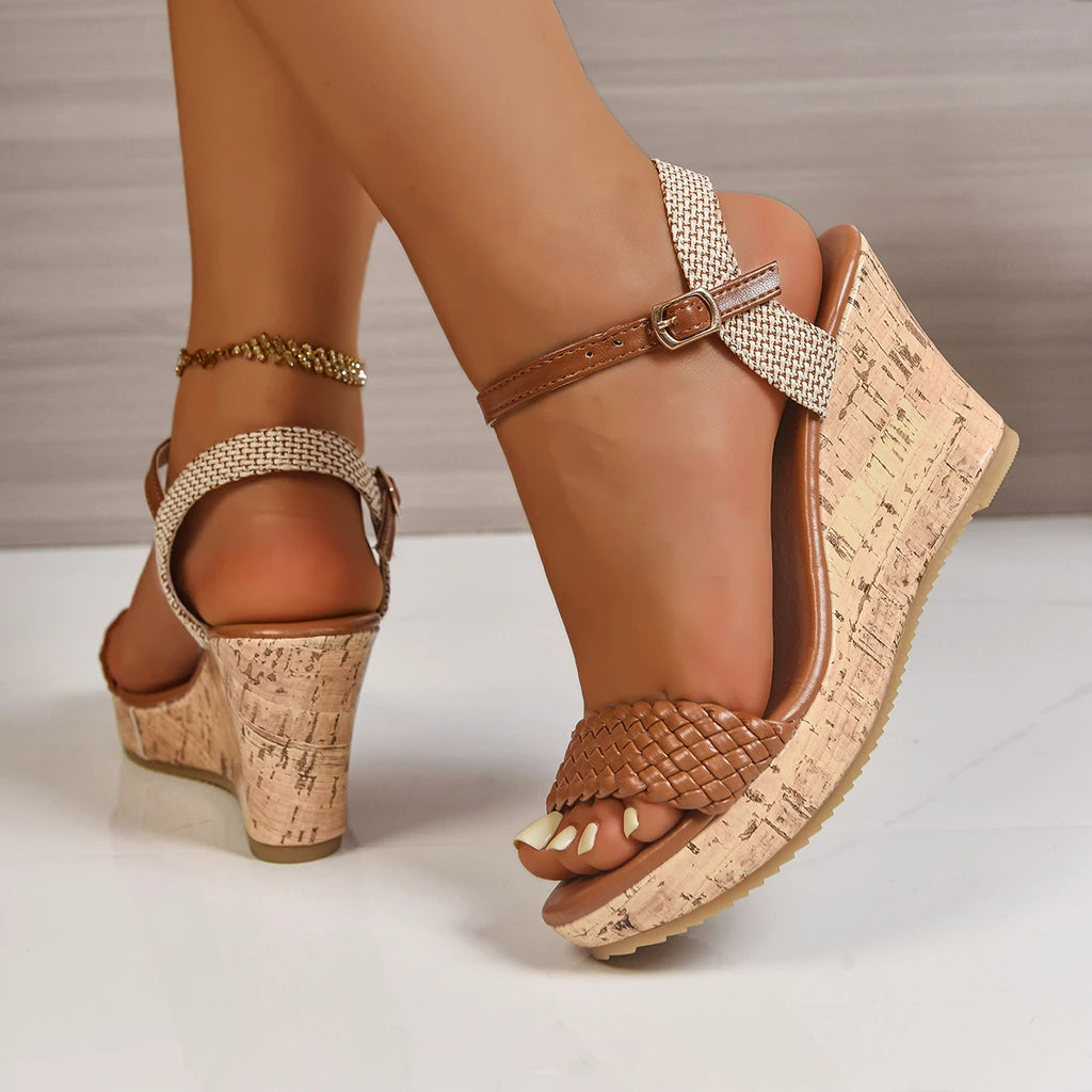 The Marbella Woven Cork Wedge
