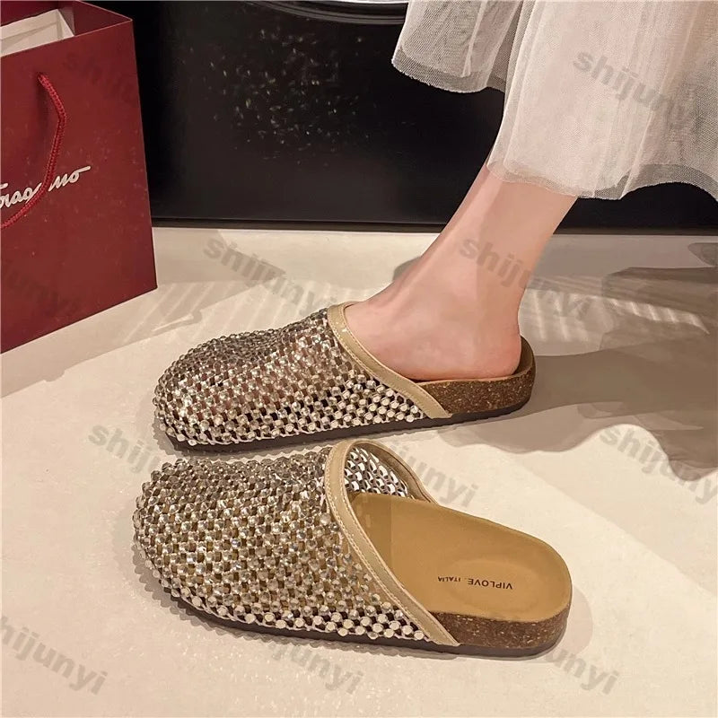 The Marbella Shimmer Woven Slides