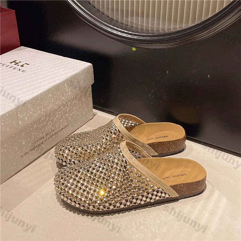 The Marbella Shimmer Woven Slides