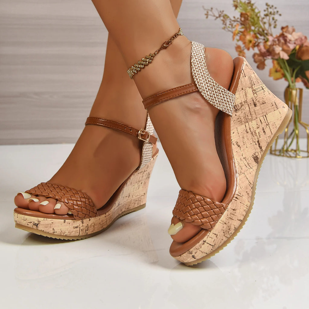 The Marbella Woven Cork Wedge