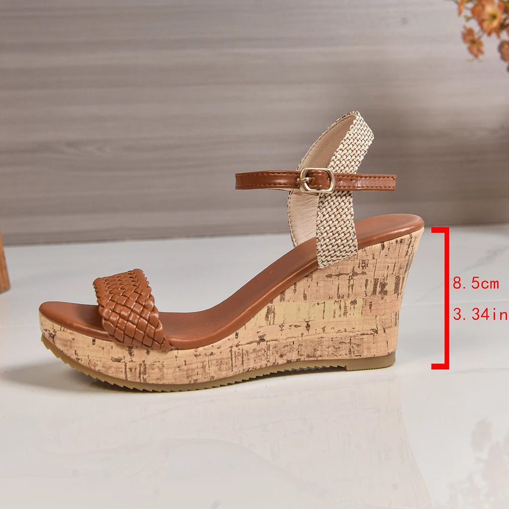 The Marbella Woven Cork Wedge