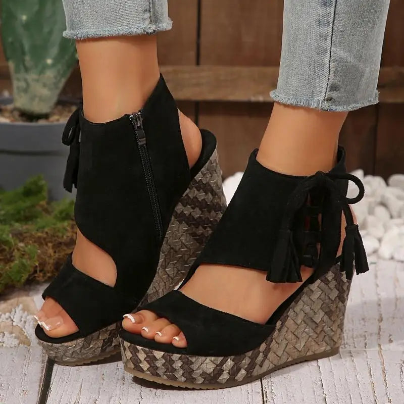 The Tulum Fringe Tassel Wedge