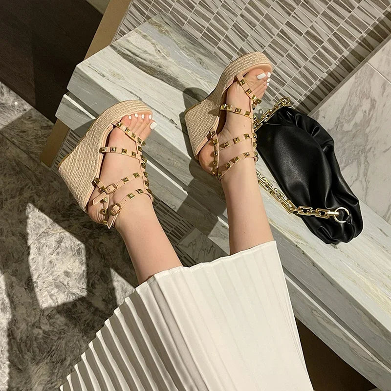 The Saint-Tropez Studded Wedge