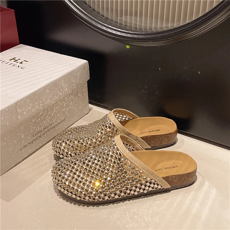 The Marbella Shimmer Woven Slides