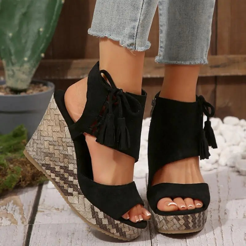 The Tulum Fringe Tassel Wedge