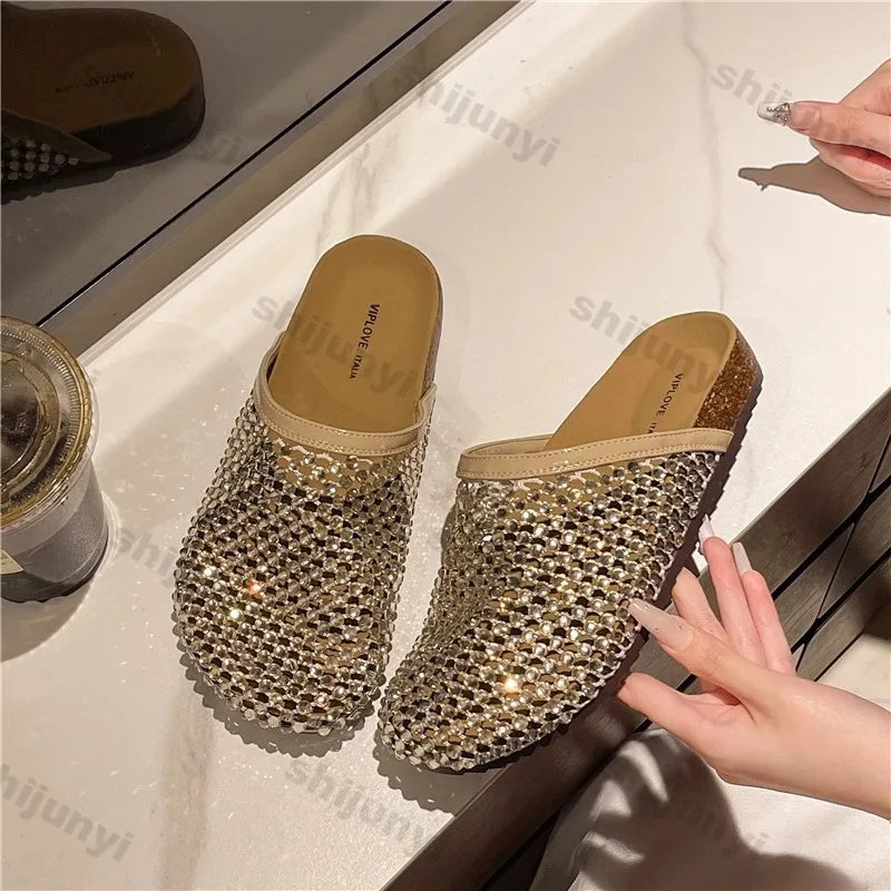 The Marbella Shimmer Woven Slides